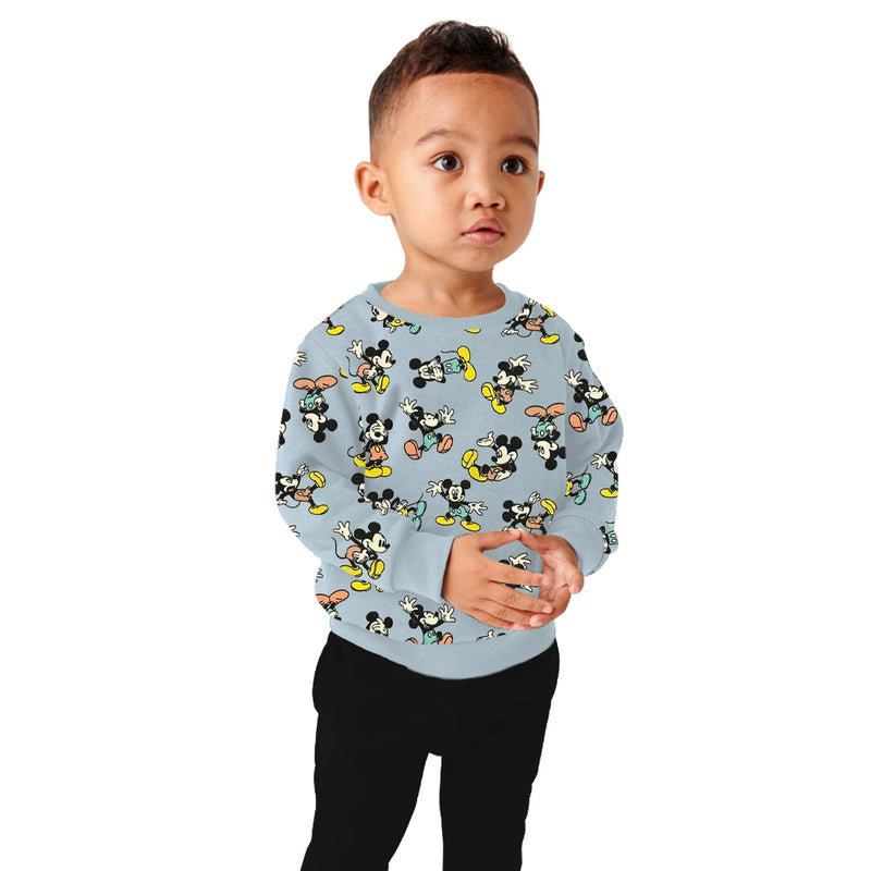 Unisex "Micky Mouse" All Over Printed Sweat Shirt - Sky Gray
