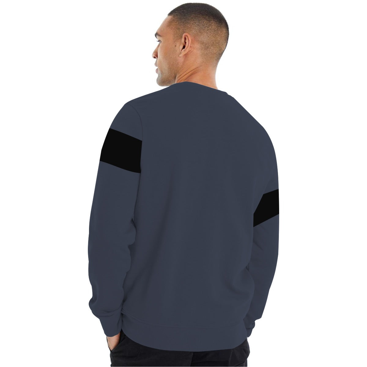 Cut & Sew "Brooklyn" Printed Panel Sweat Shirt - Gray