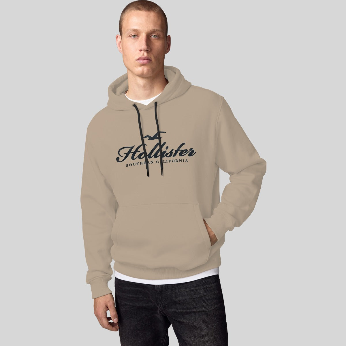 Signature Printed Pull Over Fleece Hoodie - Skin