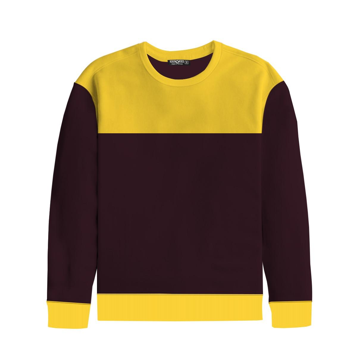 Hangree Combo Panel Sweat Shirt - Burgundy & Yellow
