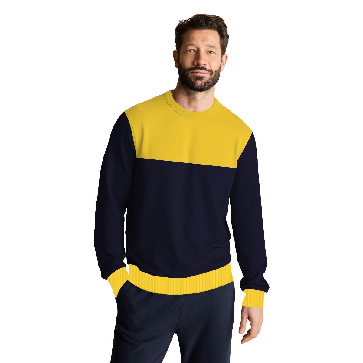 Hangree Combo Panel Sweat Shirt - Navy & Yellow