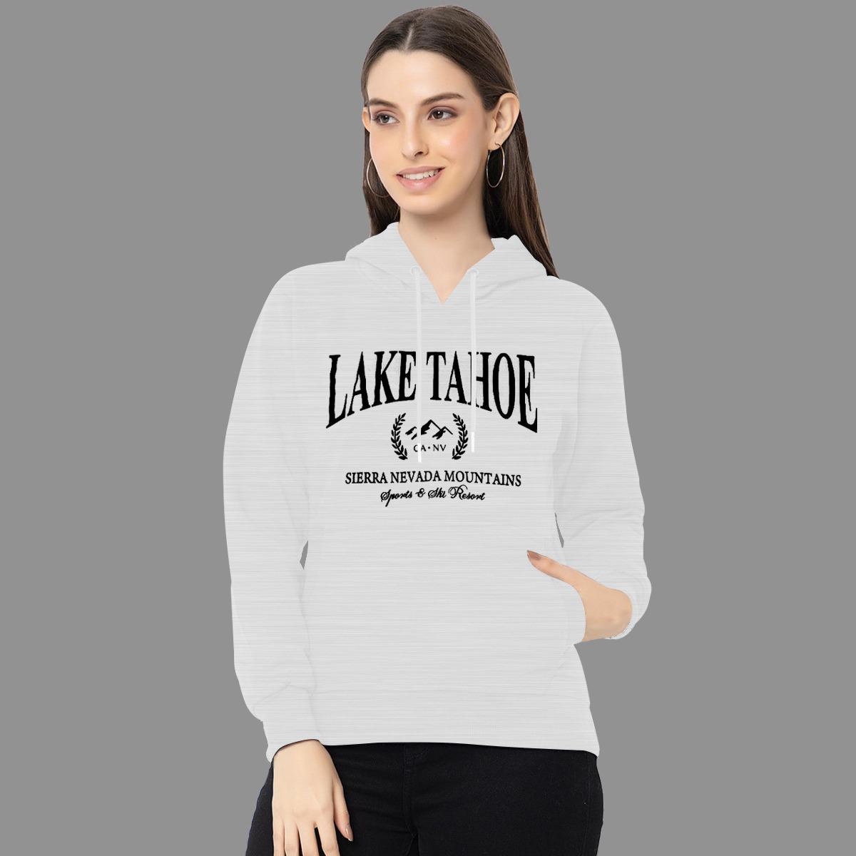Women's "Lake Tahoe" Printed Hoodie - Black