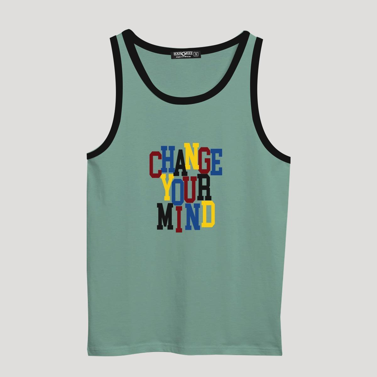 HG "CHANGE YOUR MIND" Printed Cotton Vest For Men's - Turquoise Green