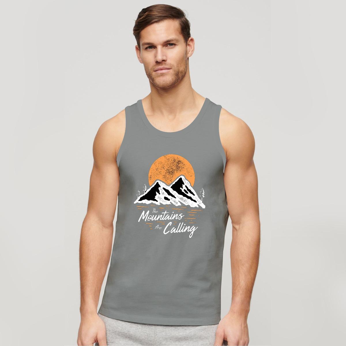 HG "Mountains" Printed ActiveFit Sleeveless Vest - Silver Gray