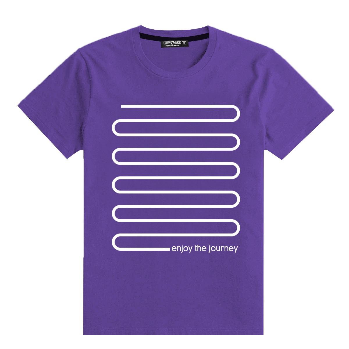 PRINTED "ENJOY THE JOURNEY" TEE SHIRT - PURPLE/WHITE