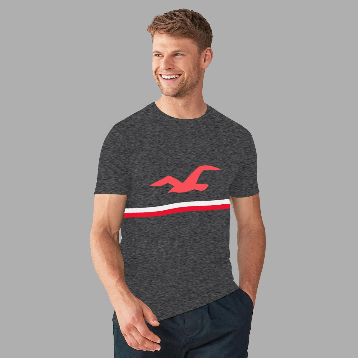 HLSTR CHARCOAL GRAY STYLISH TEE