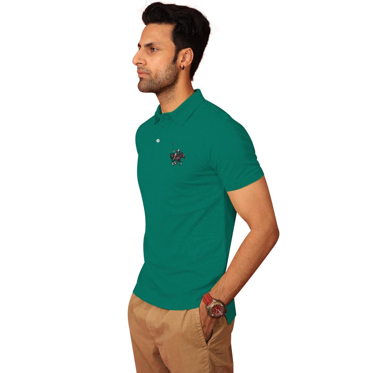 Signature Embroidered Men Polo - Sea Green