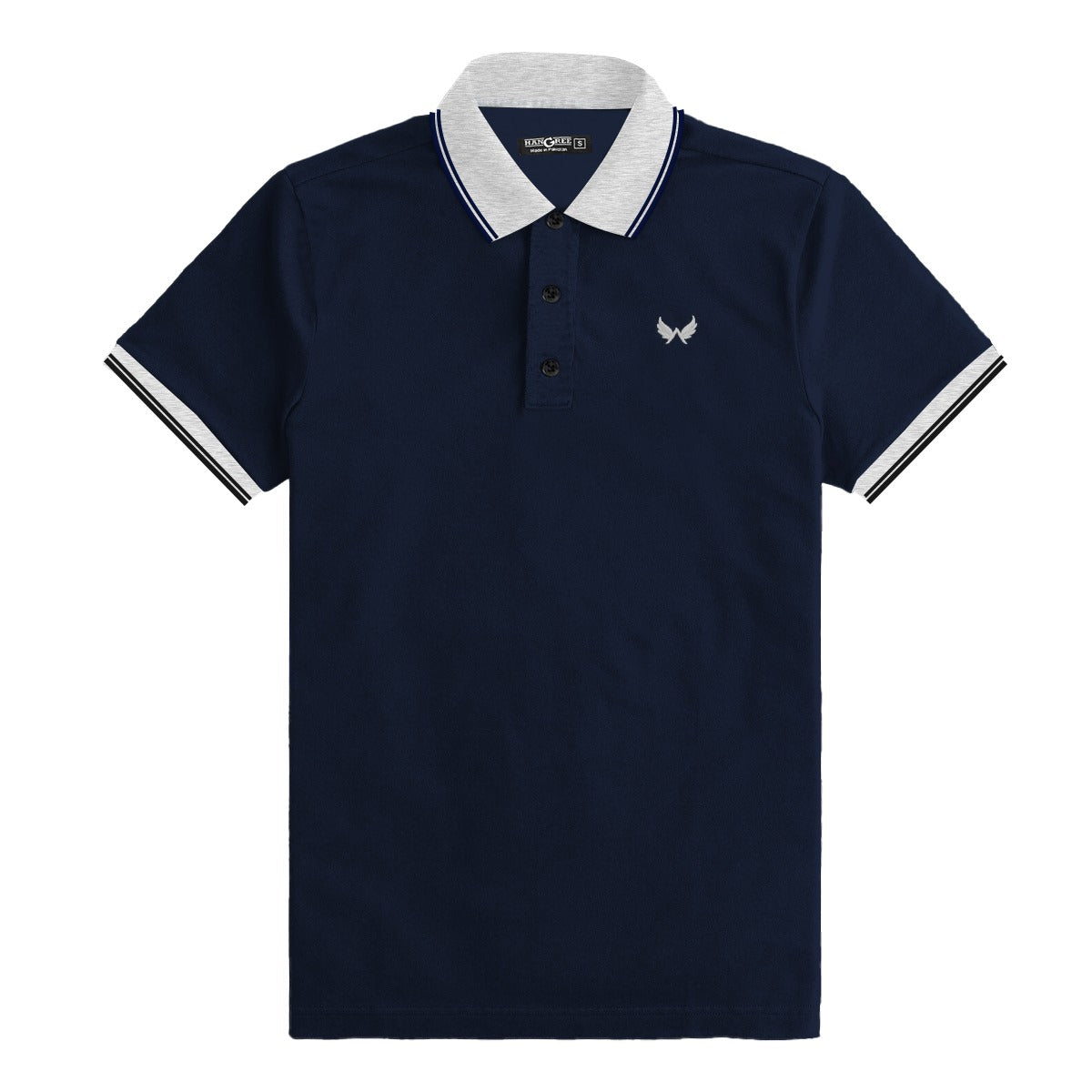 Signature Embroidered Contrast Tipping Collar Polo - Navy