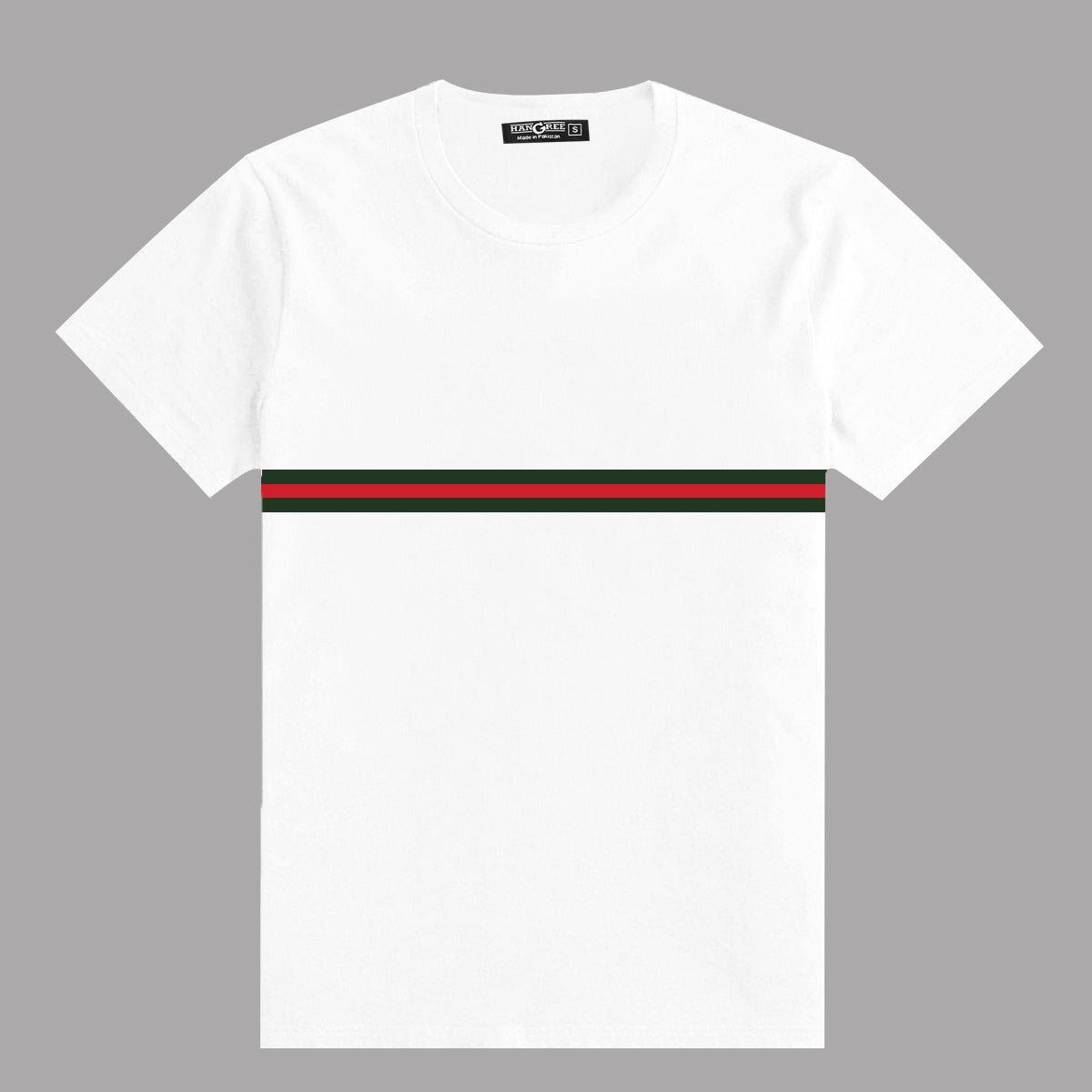 Men Chest Fashion Ribbon Tee Shirt - White