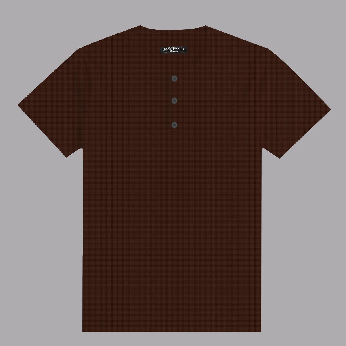 Exclusive Thermal Cotton Henley Tee Shirt - Brown