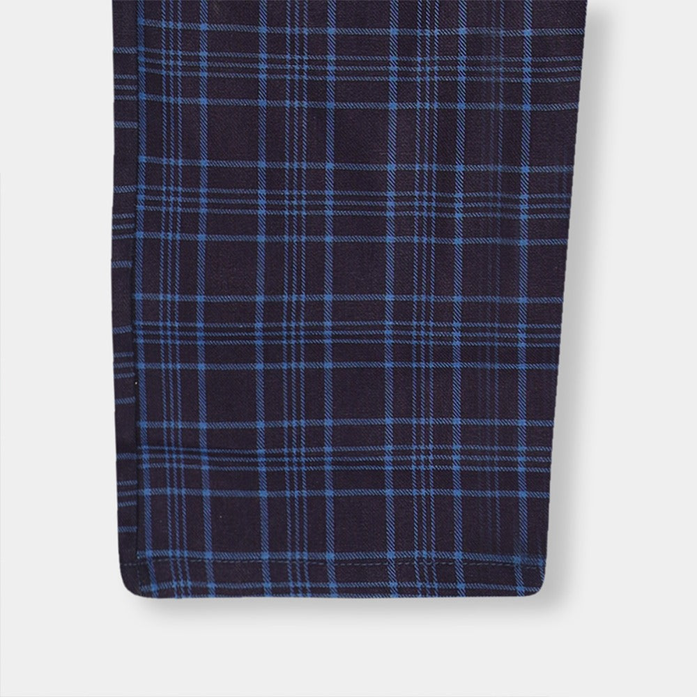 Men Casual Check Trouser - Navy