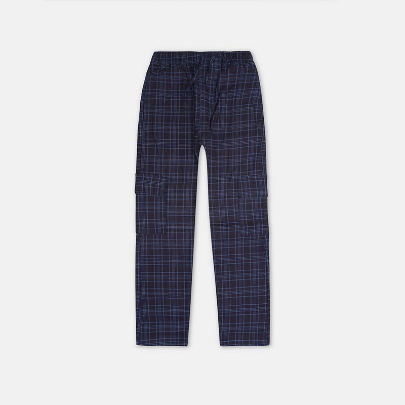 Men Cargo Casual Check Trouser - Navy