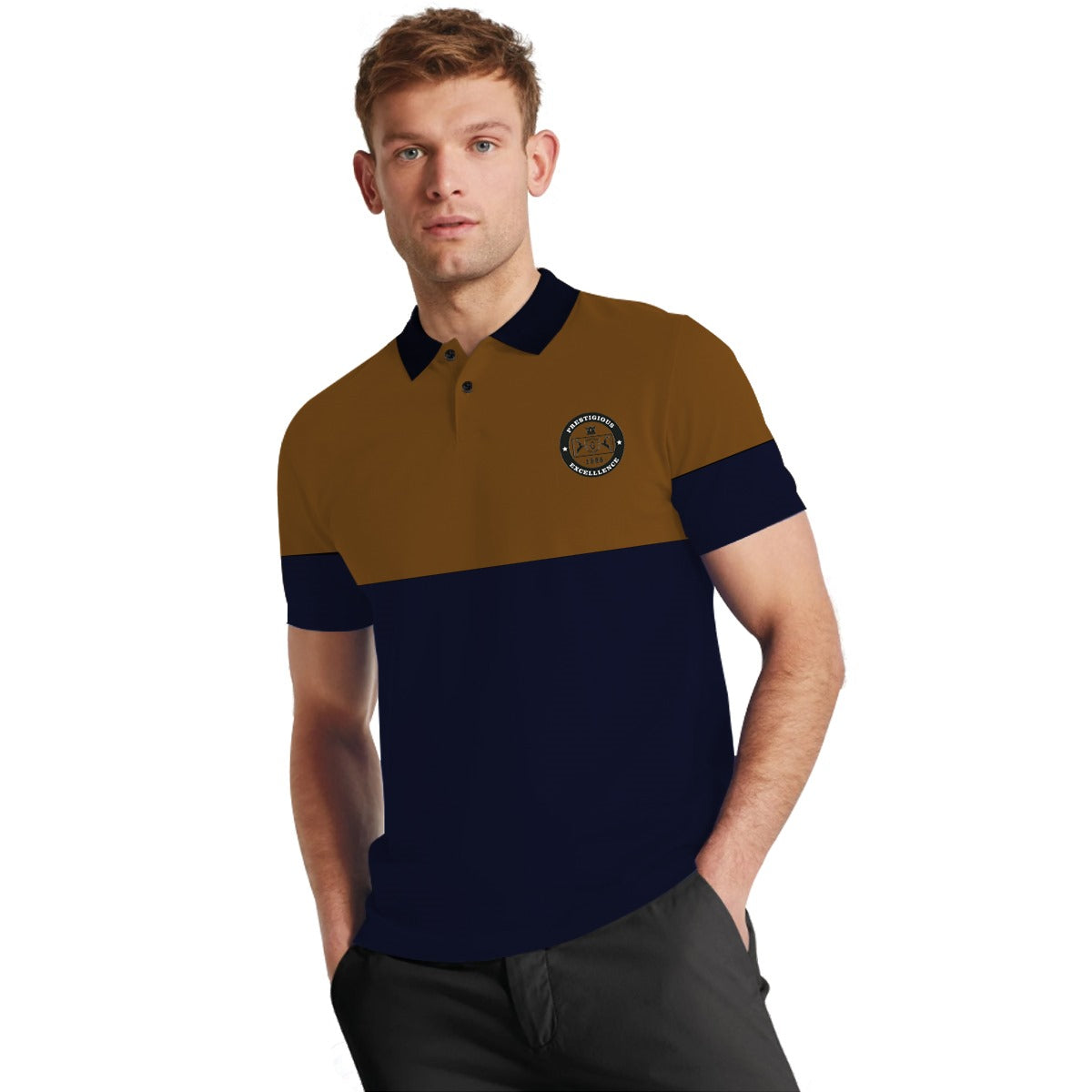 Signature Emb Luxury Panel Polo - Mustered Navy