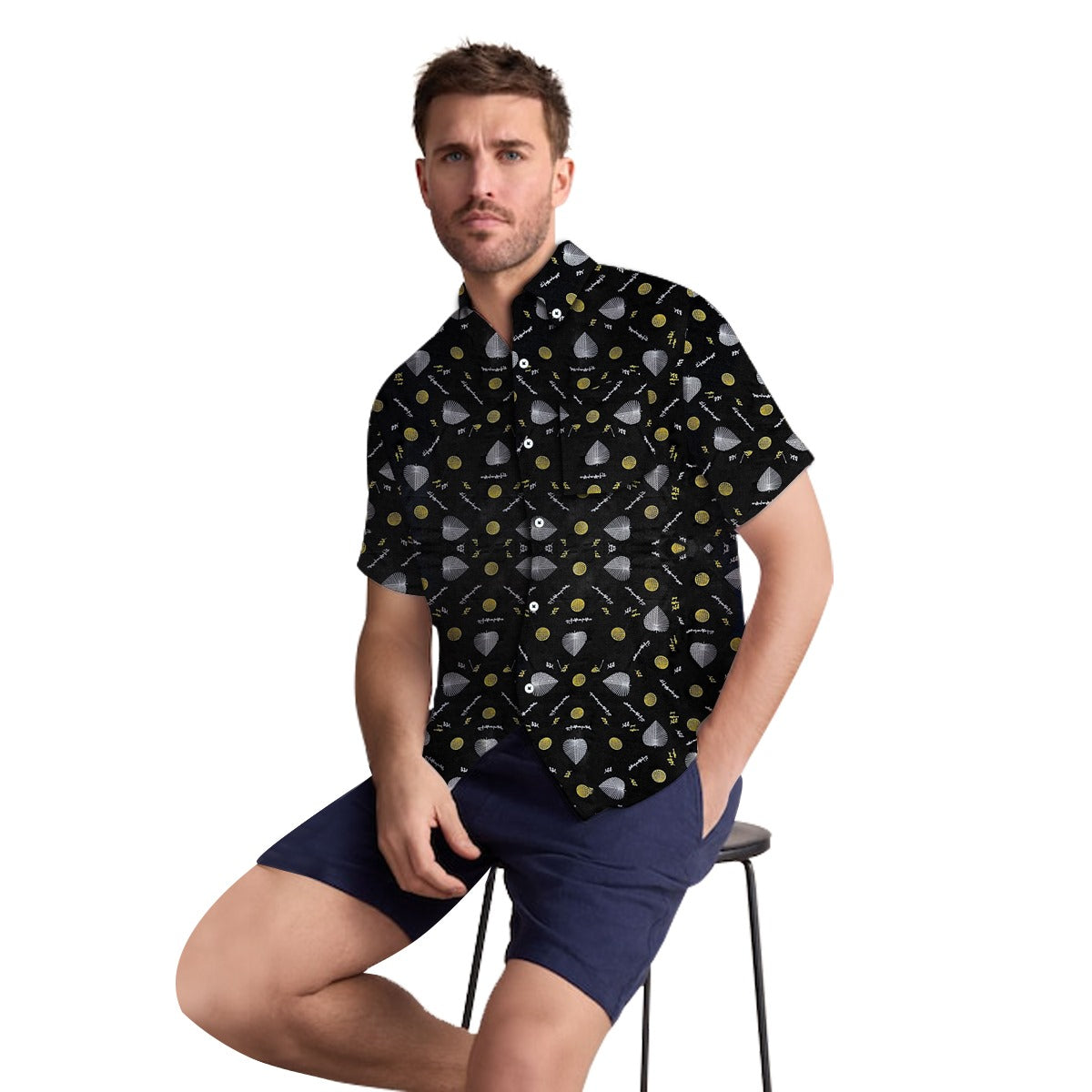 Men's All Over Cotton Half Sleeves Casual Shirt - Black