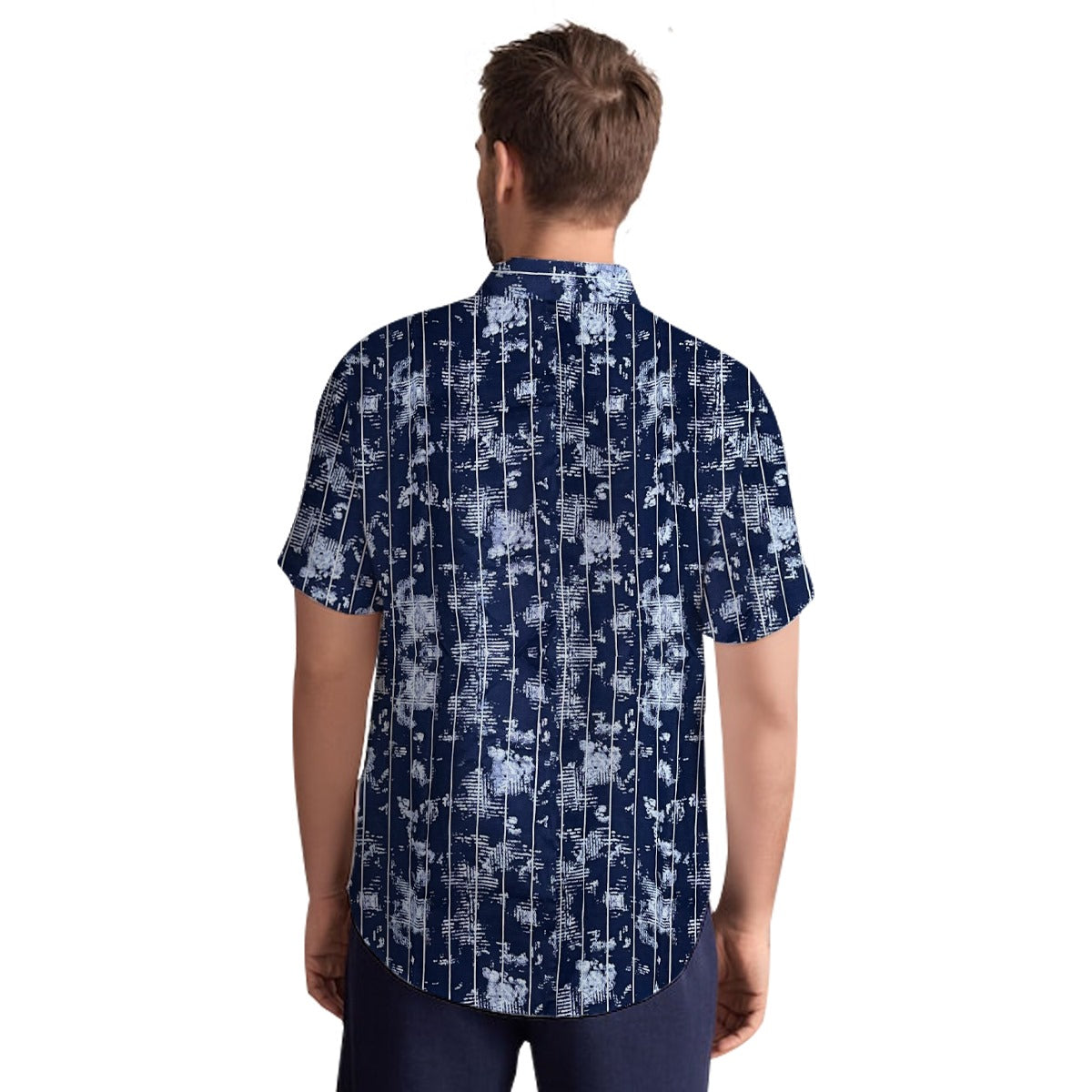 Men's All Over Cotton Half Sleeves Casual Shirt - Navy