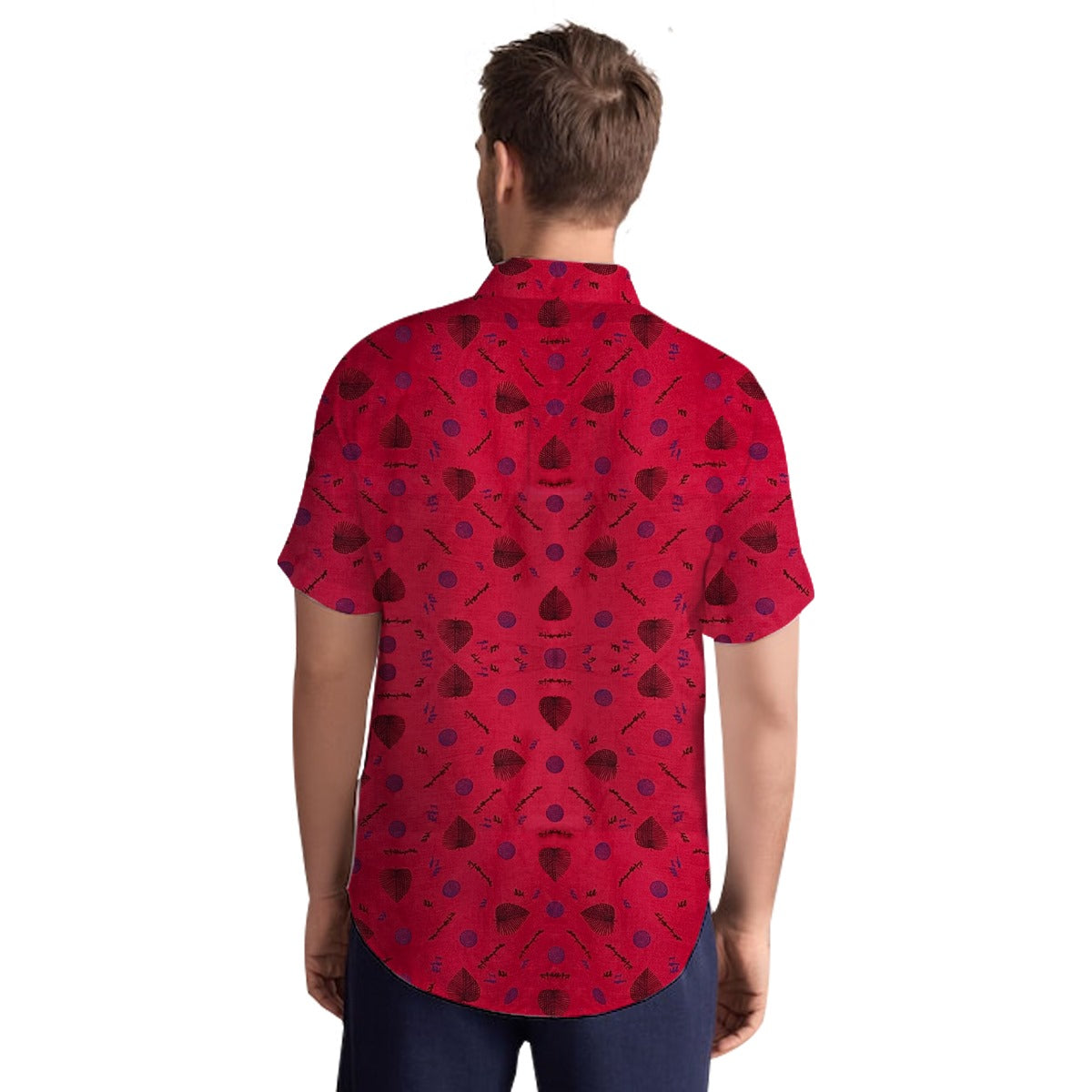 Men's All Over Cotton Half Sleeves Casual Shirt - Red
