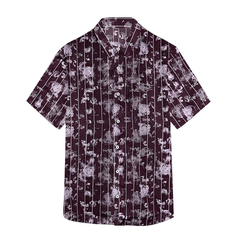 Men’s Abstract Grid Printed Casual Shirt - Maroon