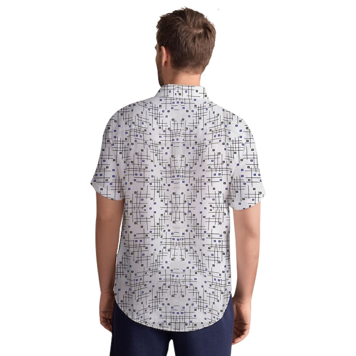 Men's All Over Cotton Half Sleeves Casual Shirt - White