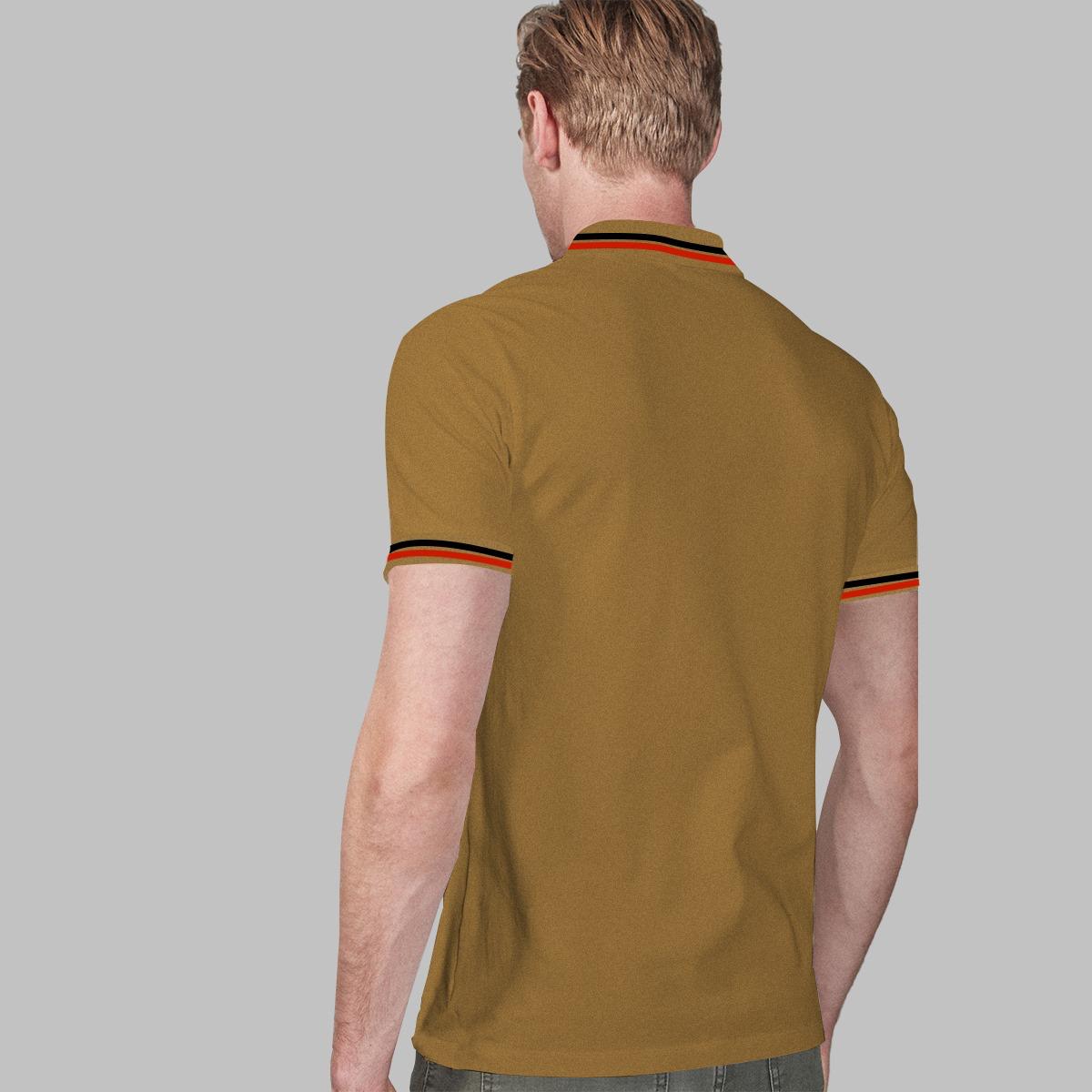 Men's Tipping Collar Polo Shirt - Mustard Brown