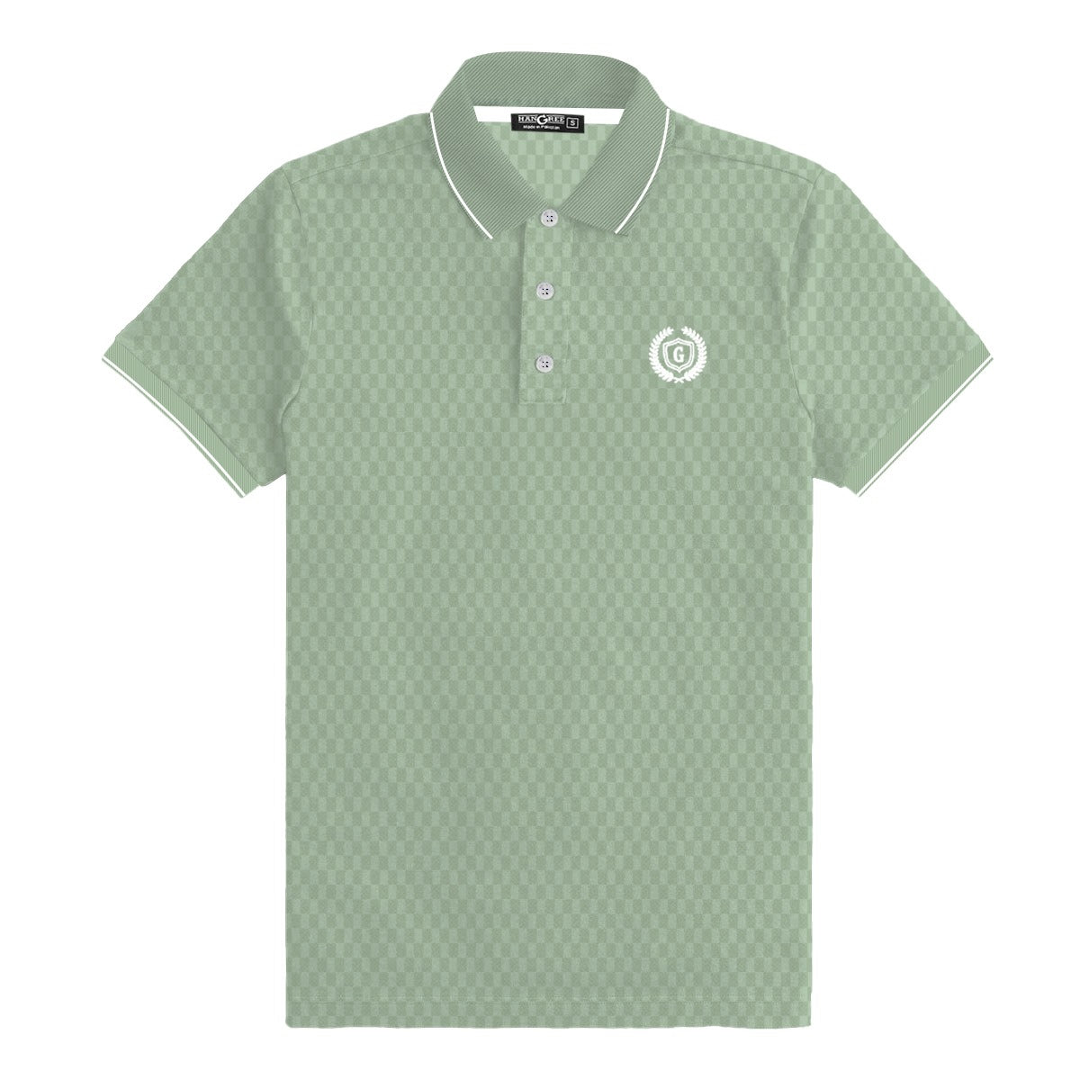 Super Textured Signature Embroidered Tipping Collar Polo - Sea Green