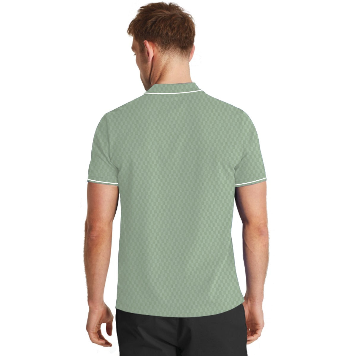 Super Textured Signature Embroidered Tipping Collar Polo - Sea Green