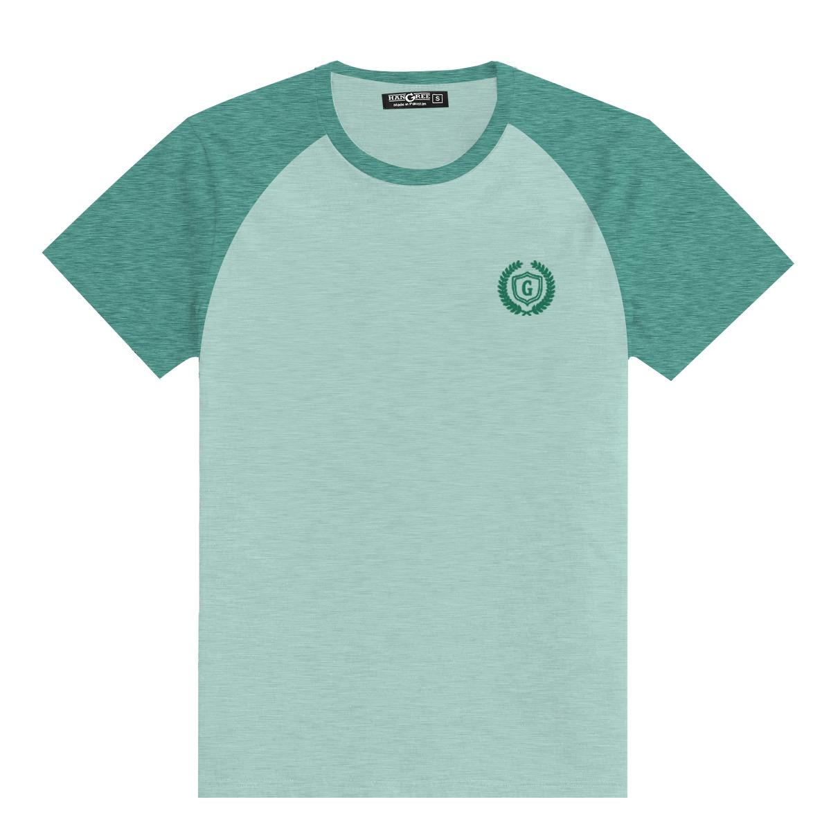 Signature Embroidered Raglan Combo Tee Shirt - Light Green