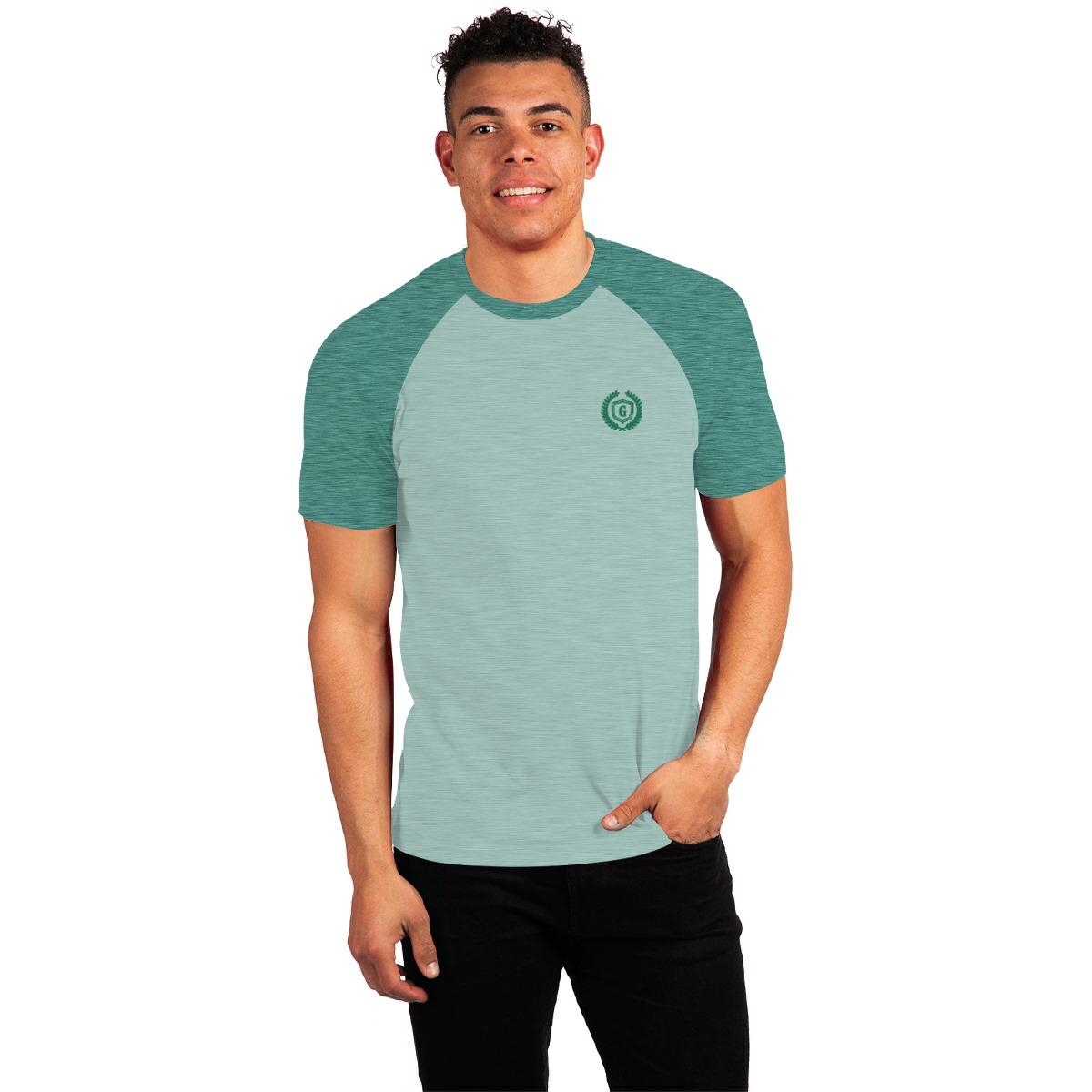 Signature Embroidered Raglan Combo Tee Shirt - Light Green