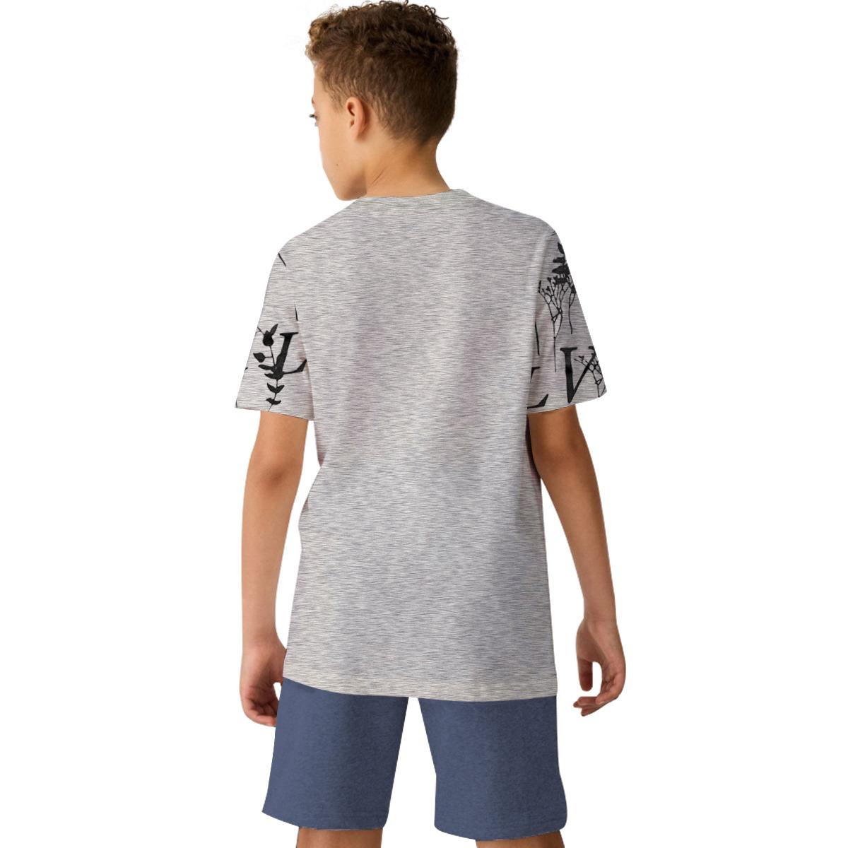 Boy's All Over Printed Premium Tee Shirt - Gray