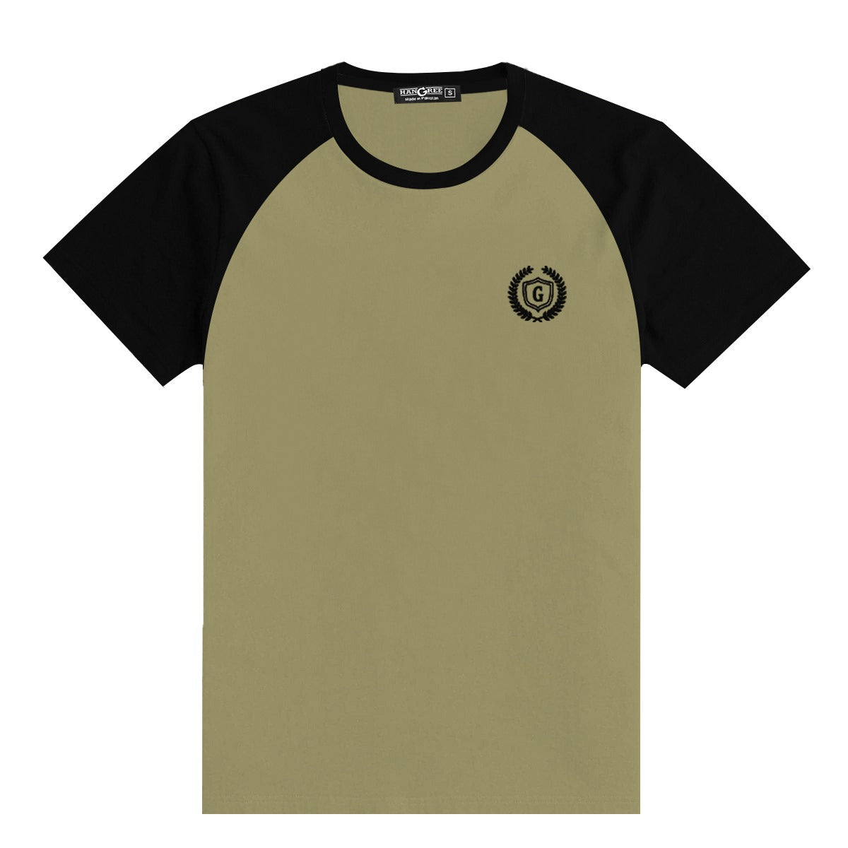 Signature Embroidered Contrast Sleeves Raglan Tee Shirt