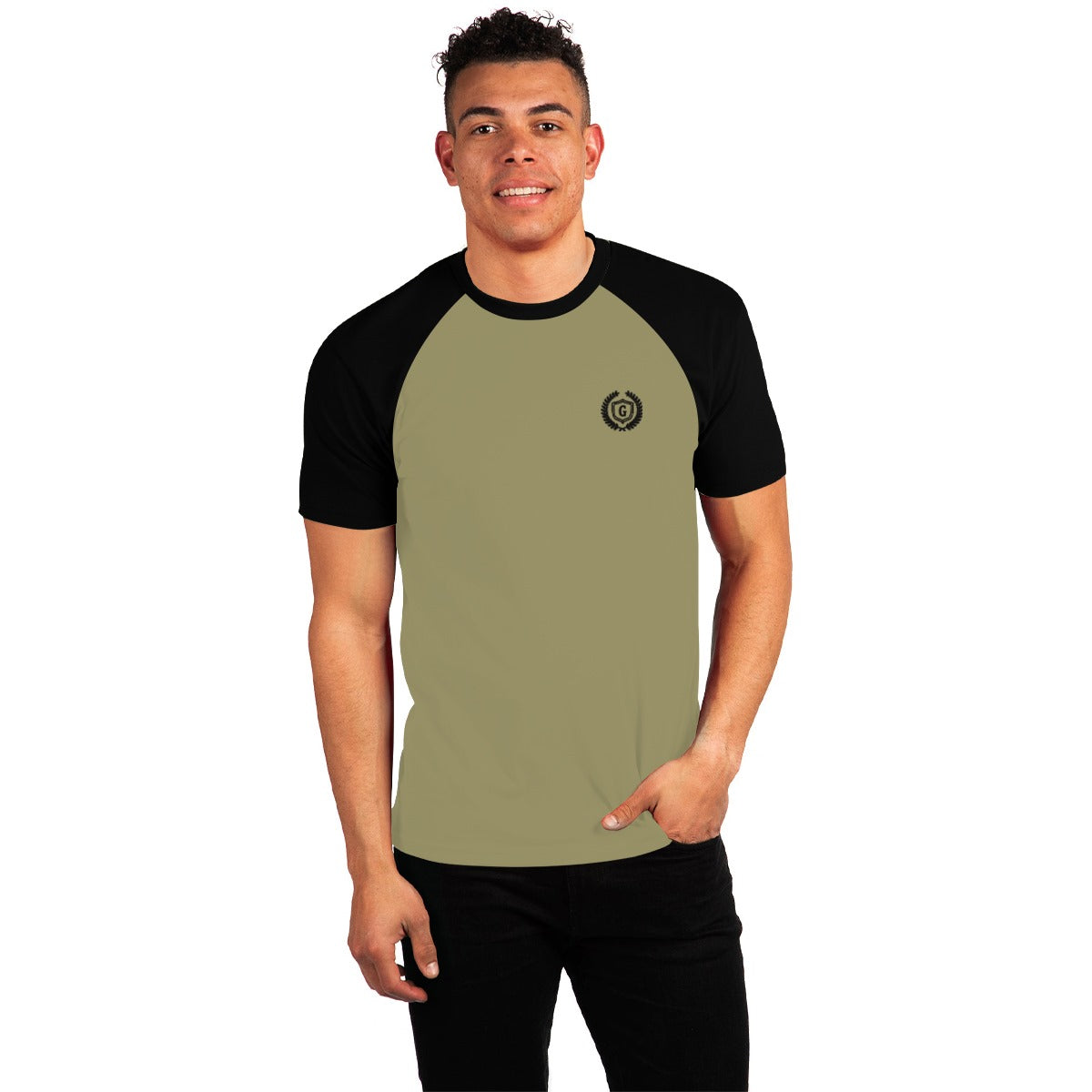 Signature Embroidered Contrast Sleeves Raglan Tee Shirt