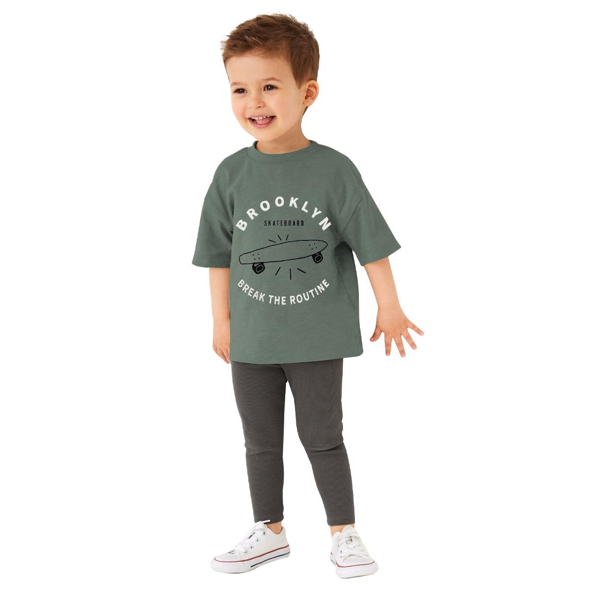 Boy's Graphic Printed Tee Shirt - Bright Green