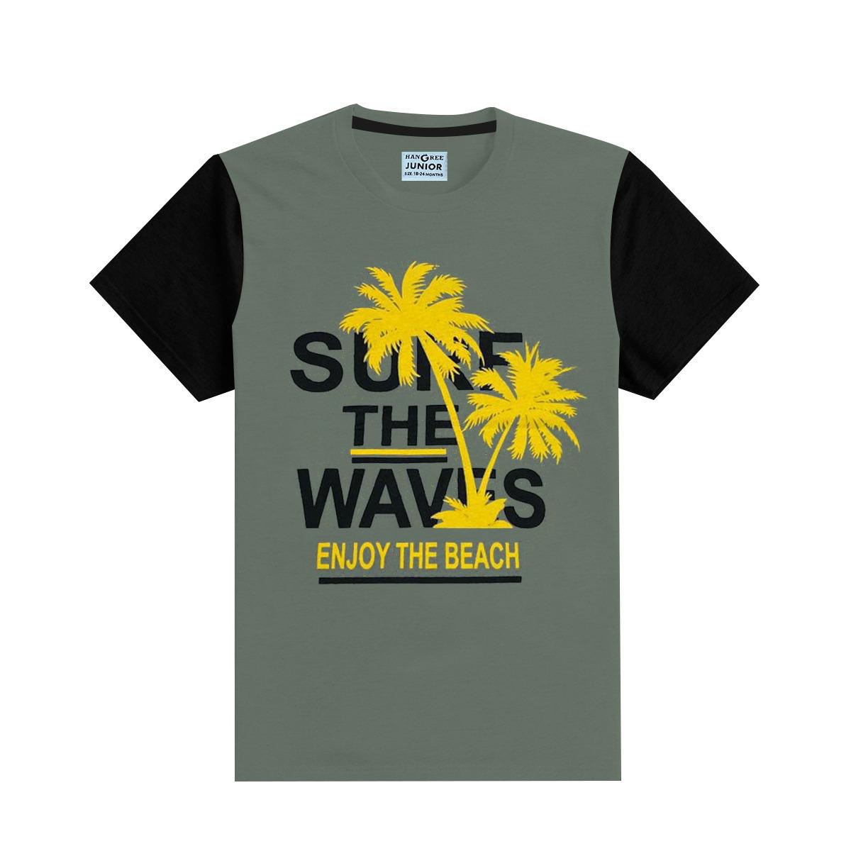 Boy's Graphic Printed Contrast Sleeves Combo Tee Shirt