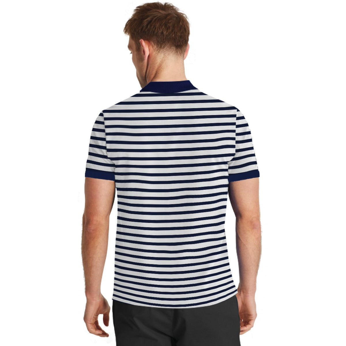 Hangree Signature Emb Yarn Dyed Polo Shirt - White & Navy Stripes