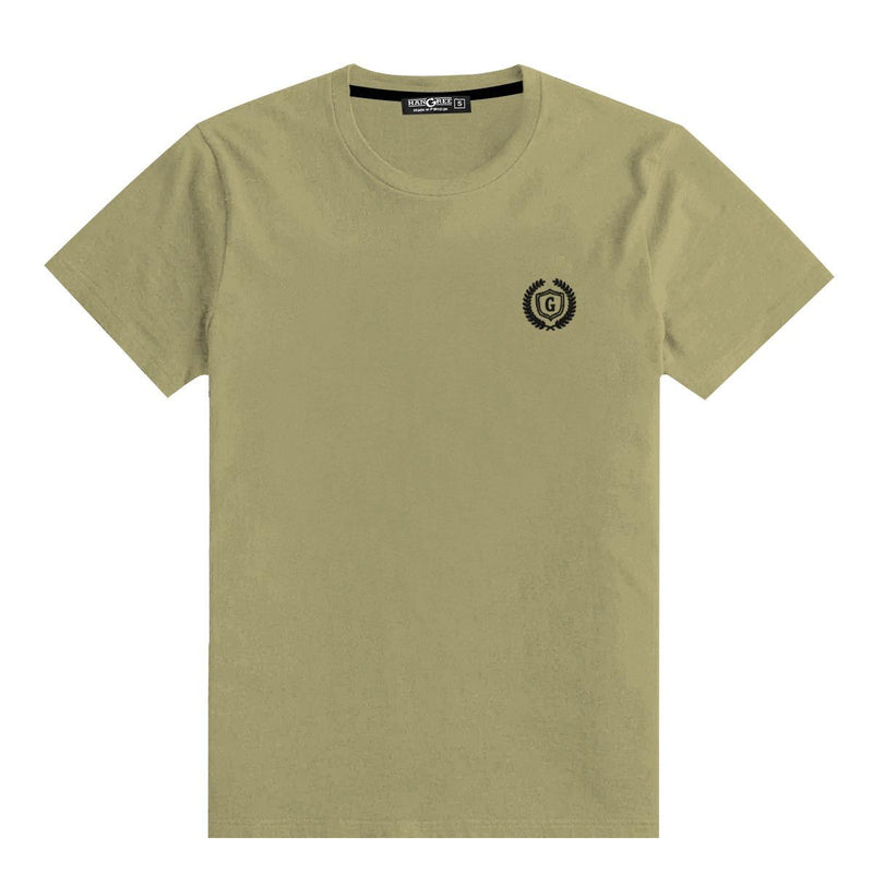 Men's Signature Emb. Round Neck Tee Shirt - Dark Beige