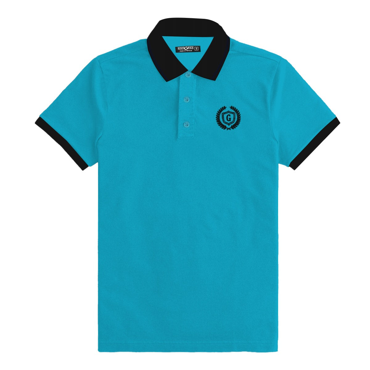 Signature Embroidered Contrast Collar Polo – Pacific Blue