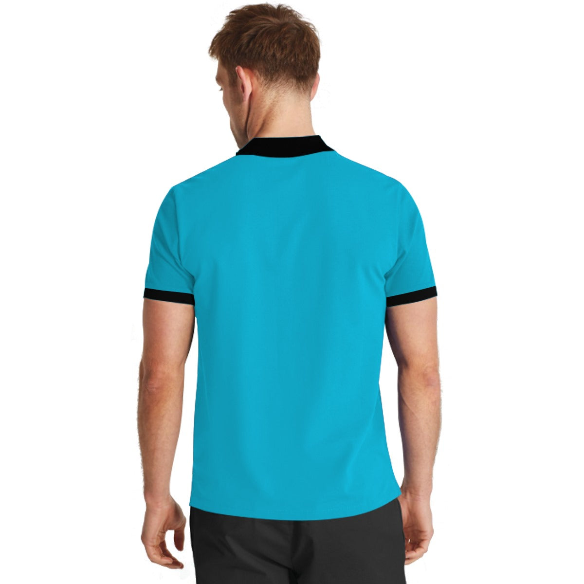 Signature Embroidered Contrast Collar Polo – Pacific Blue