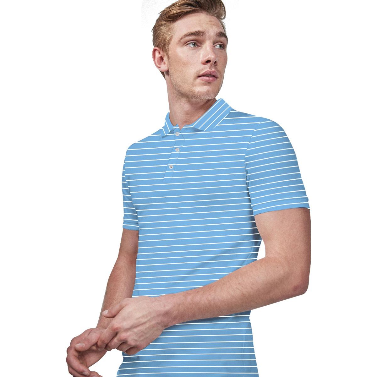 Men's Lining Exclusive SJ Cotton Self Collar Polo Shirt - Sky Blue