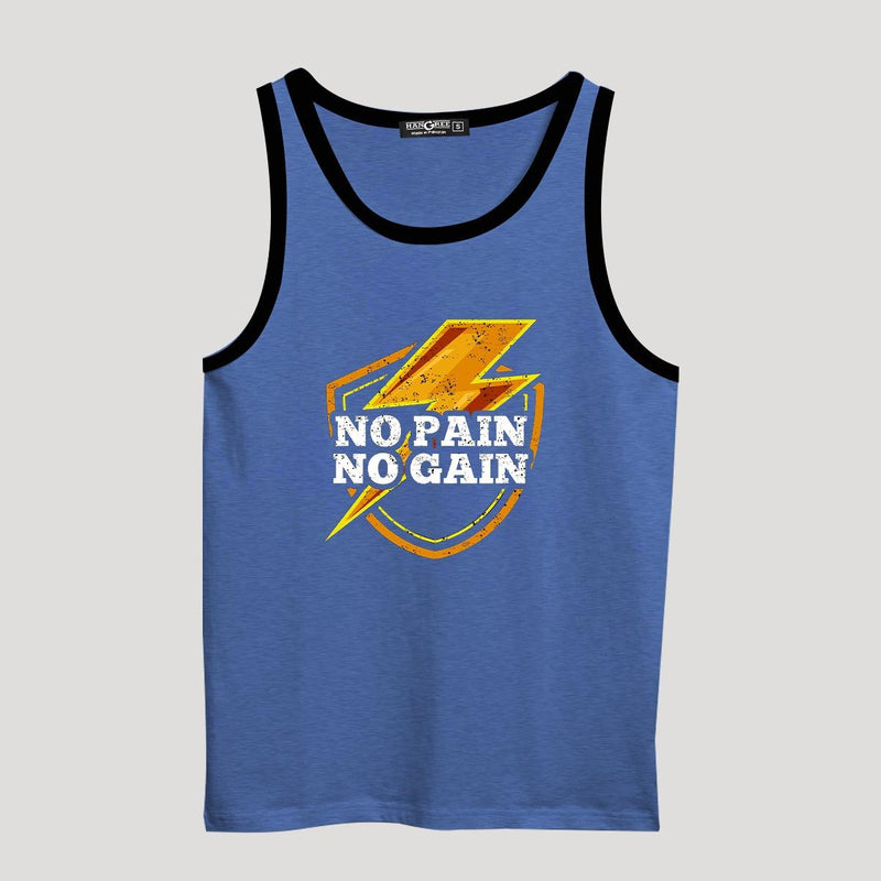 HG "NO PAIN NO GAIN" Printed Stylish Vest For Men's - Bright Blue