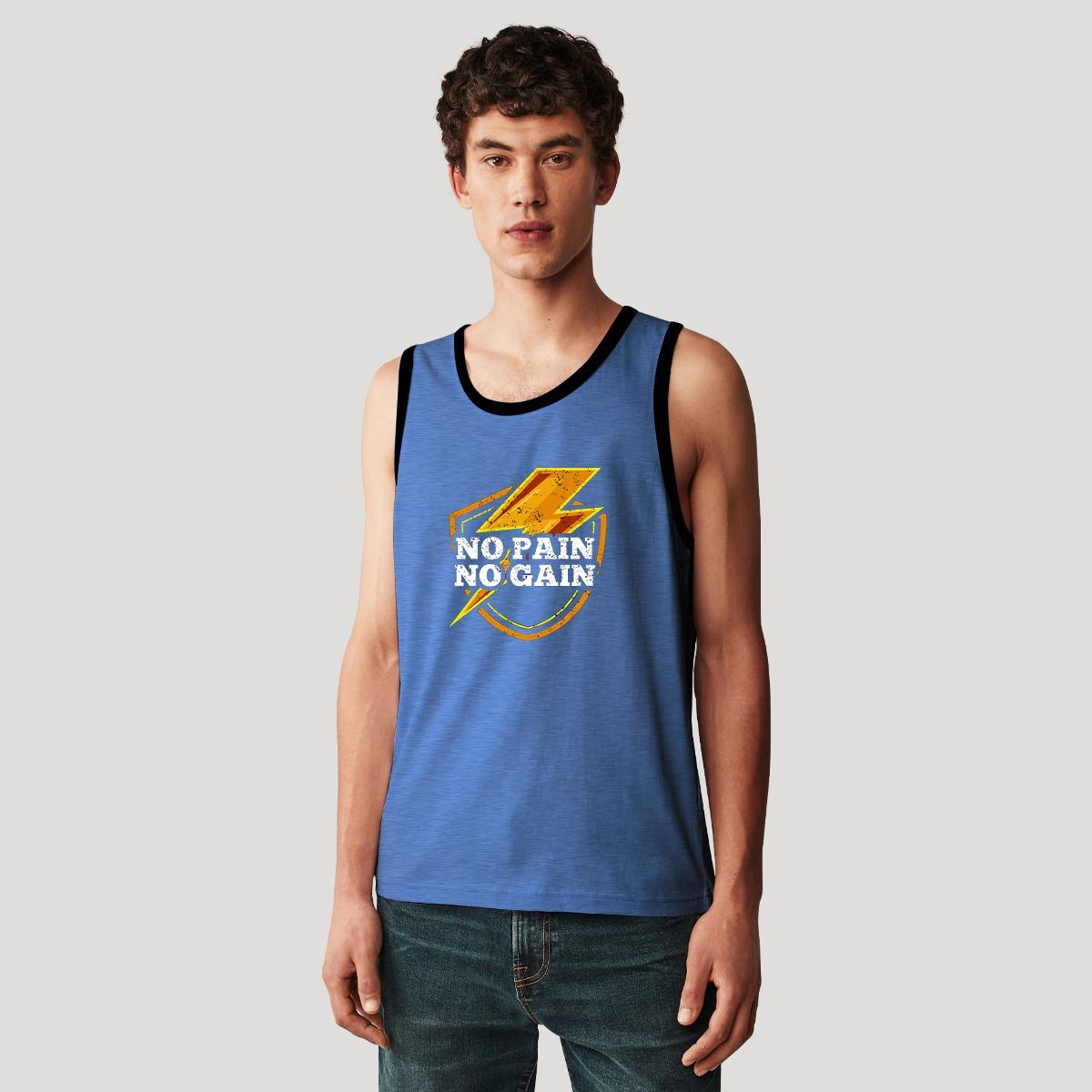 HG "NO PAIN NO GAIN" Printed Stylish Vest For Men's - Bright Blue