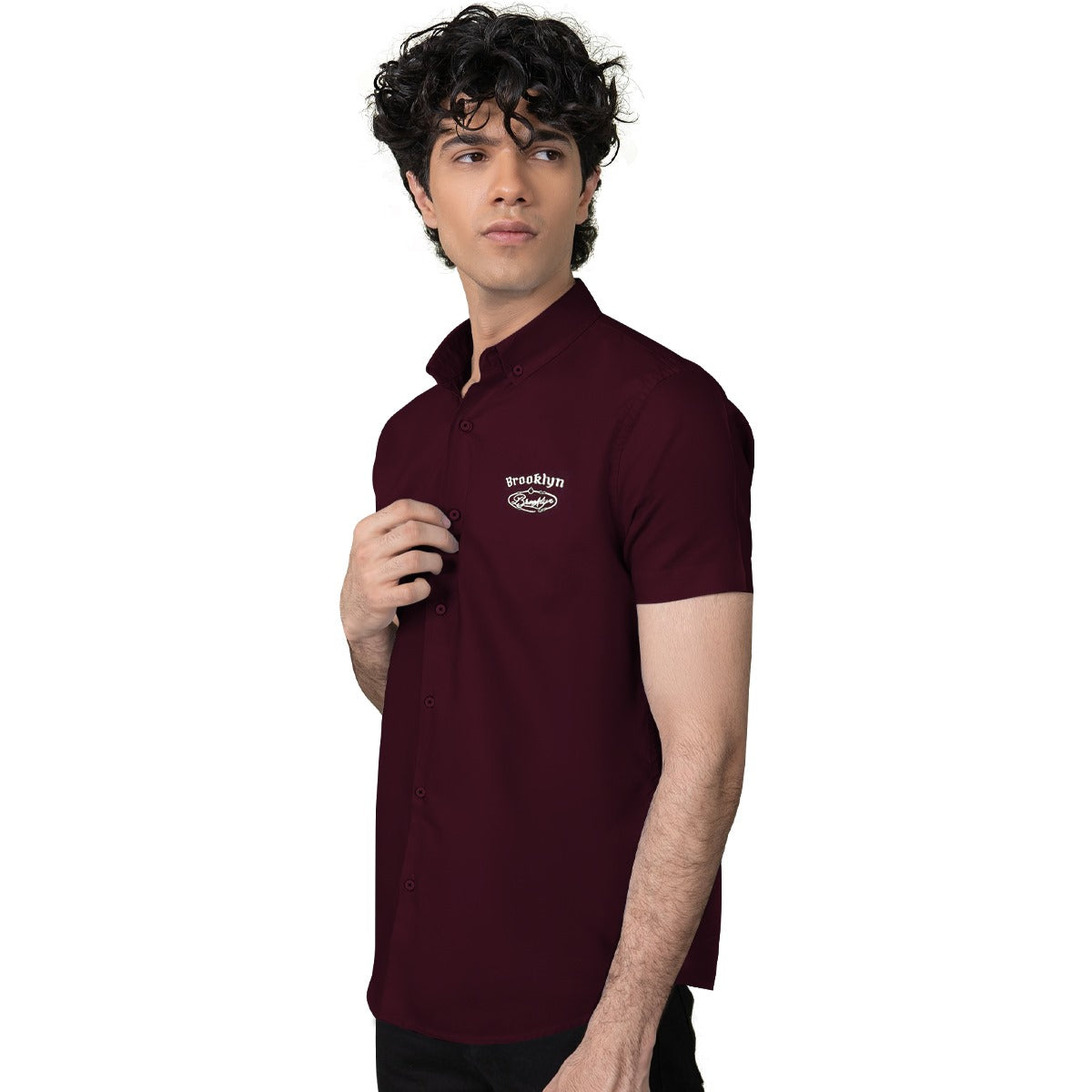 Classy "Brooklyn" Embroidered Soft Cotton Casual Shirt - Maroon