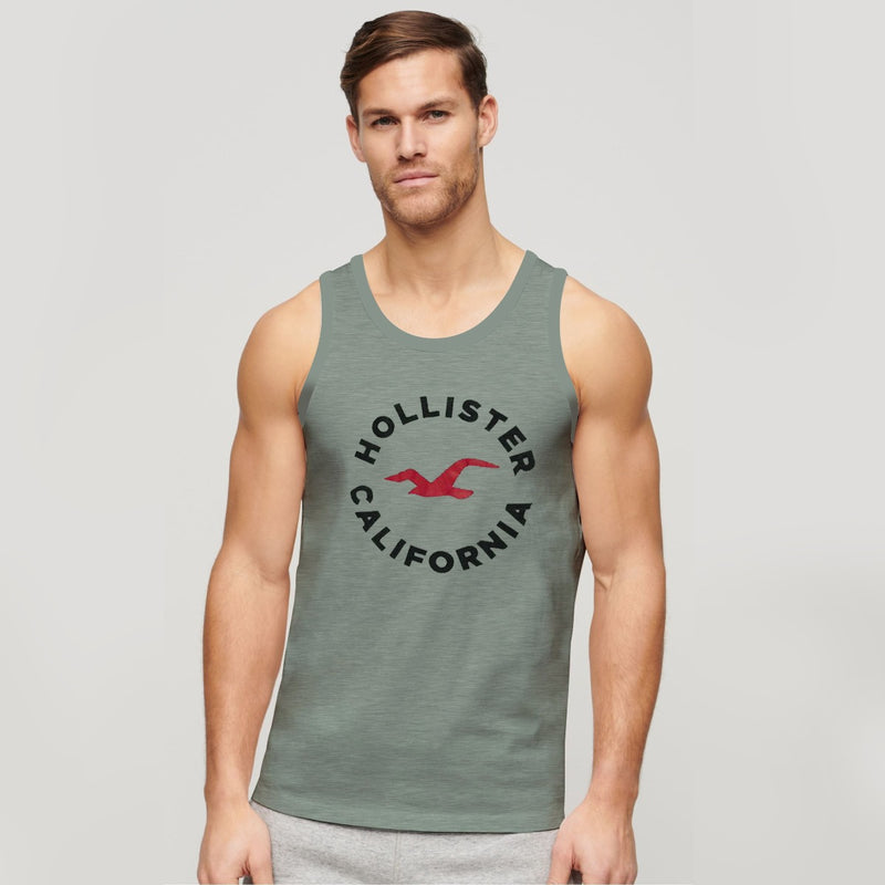 Men Graphic Printed ActiveFit Sleeveless Vest - Slub Gray