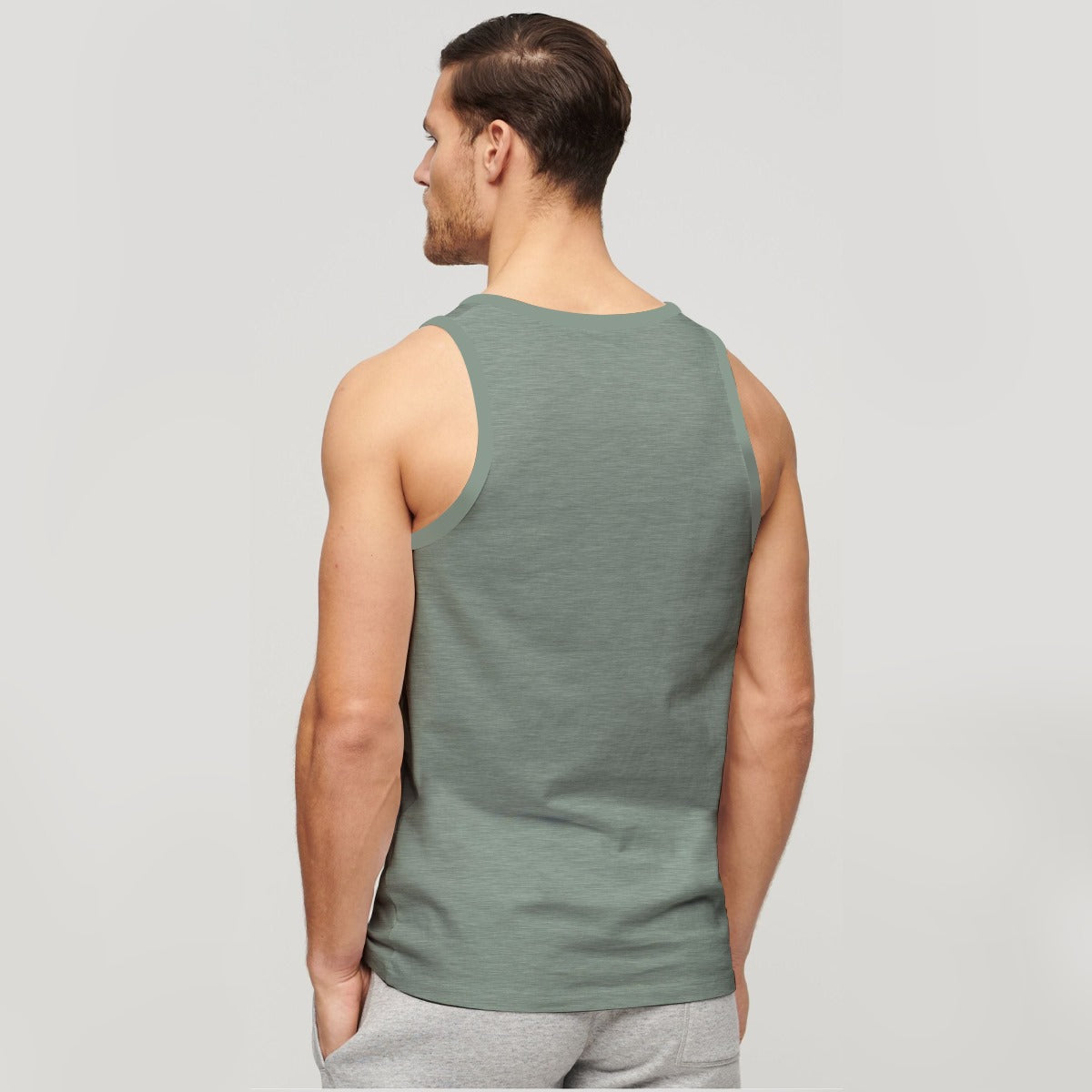 Men Graphic Printed ActiveFit Sleeveless Vest - Slub Gray