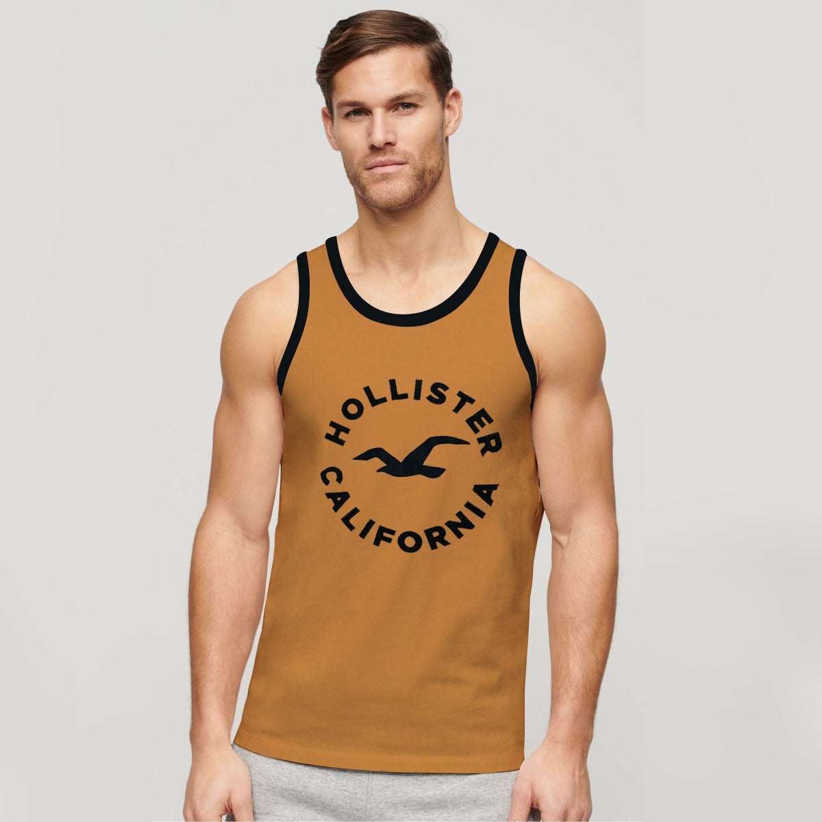 Men Graphic Printed Active Fit Sleeveless Vest - Mustered Yellow