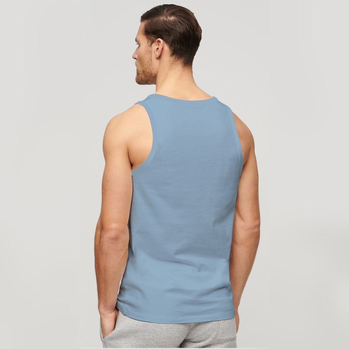 Men Graphic Printed ActiveFit Sleeveless Vest - Sky Gray