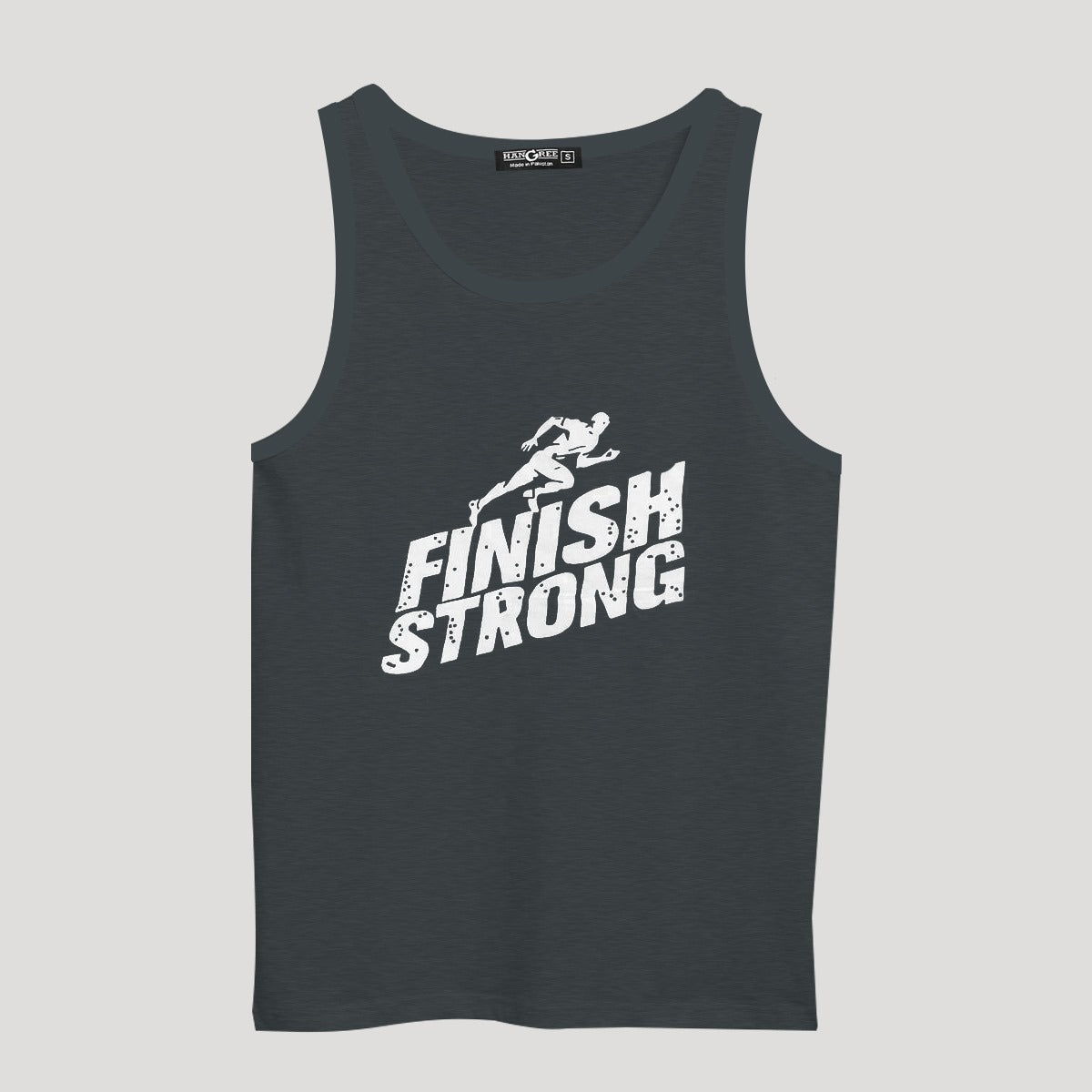HG "Finish Strong" Printed ActiveFit Sleeveless Vest - Dark Gray