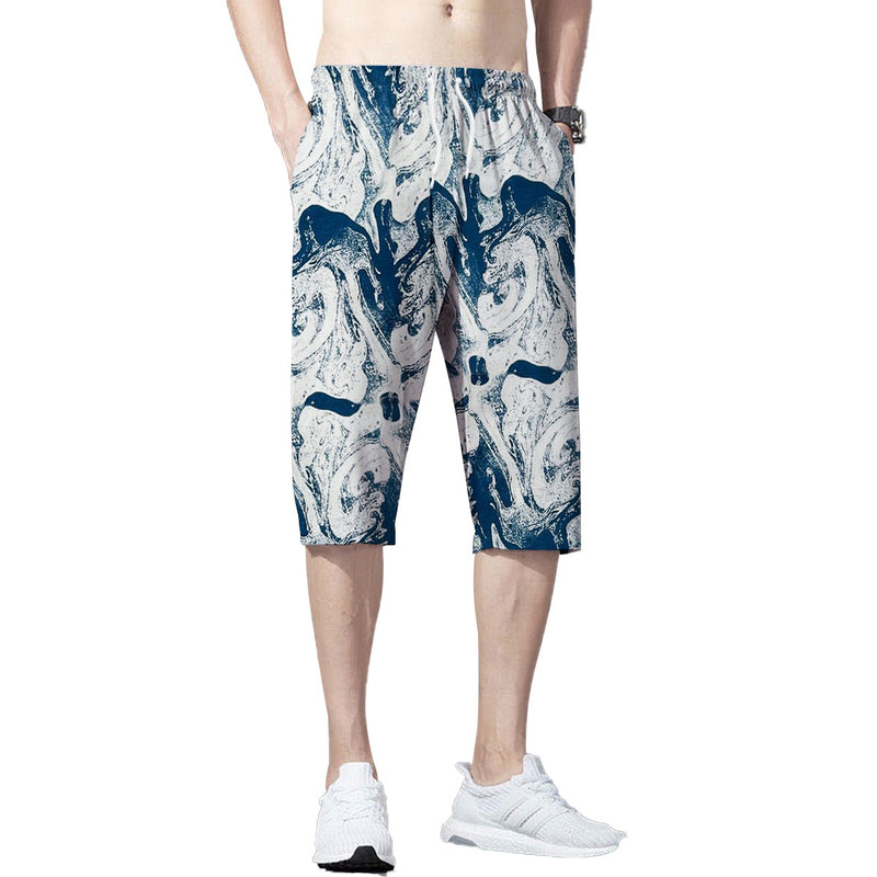 Men's Artistic Printed Three Quarter Shorts - Printed