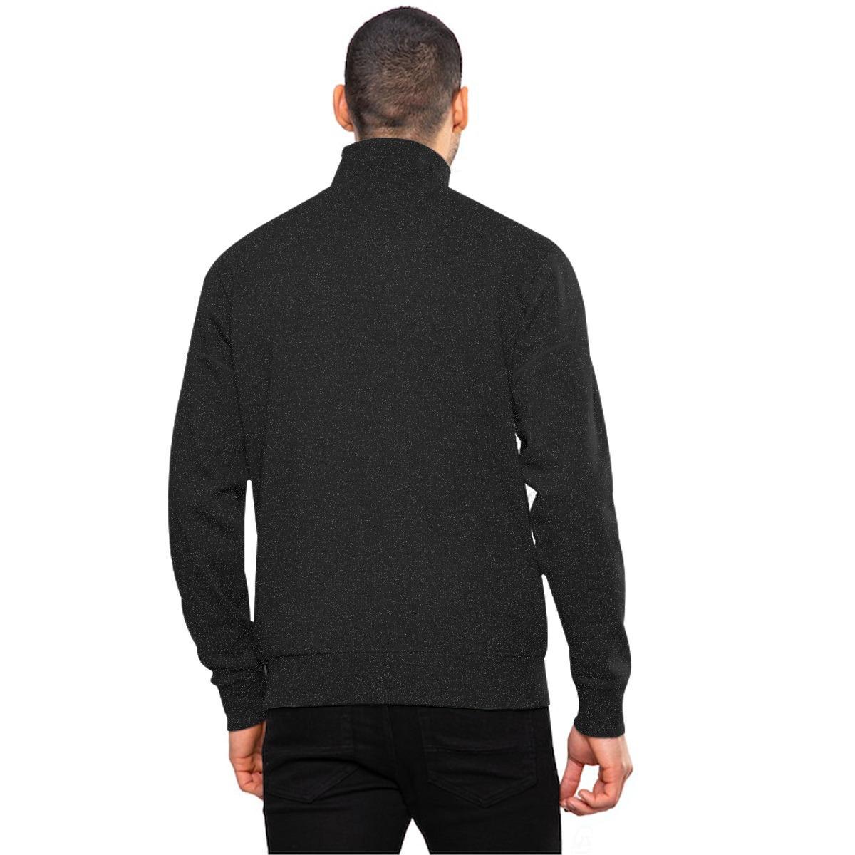 Men's Mock Neck Cut & Sew Panel Zipper Sweat Shirt - Charcoal Gray