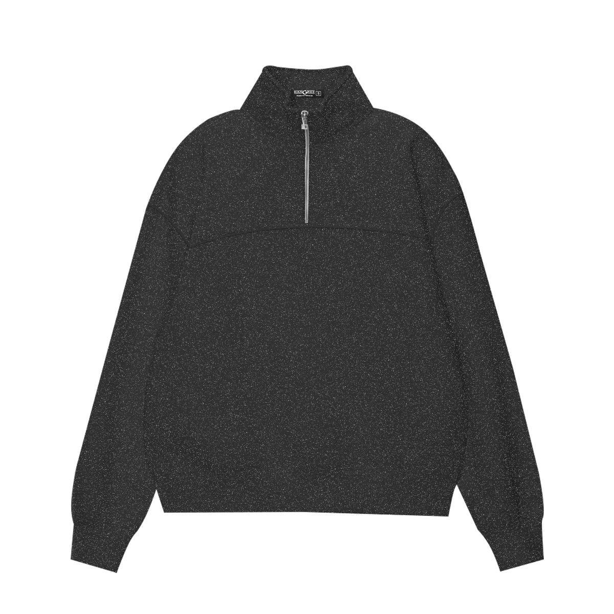 Men's Mock Neck Cut & Sew Panel Zipper Sweat Shirt - Charcoal Gray