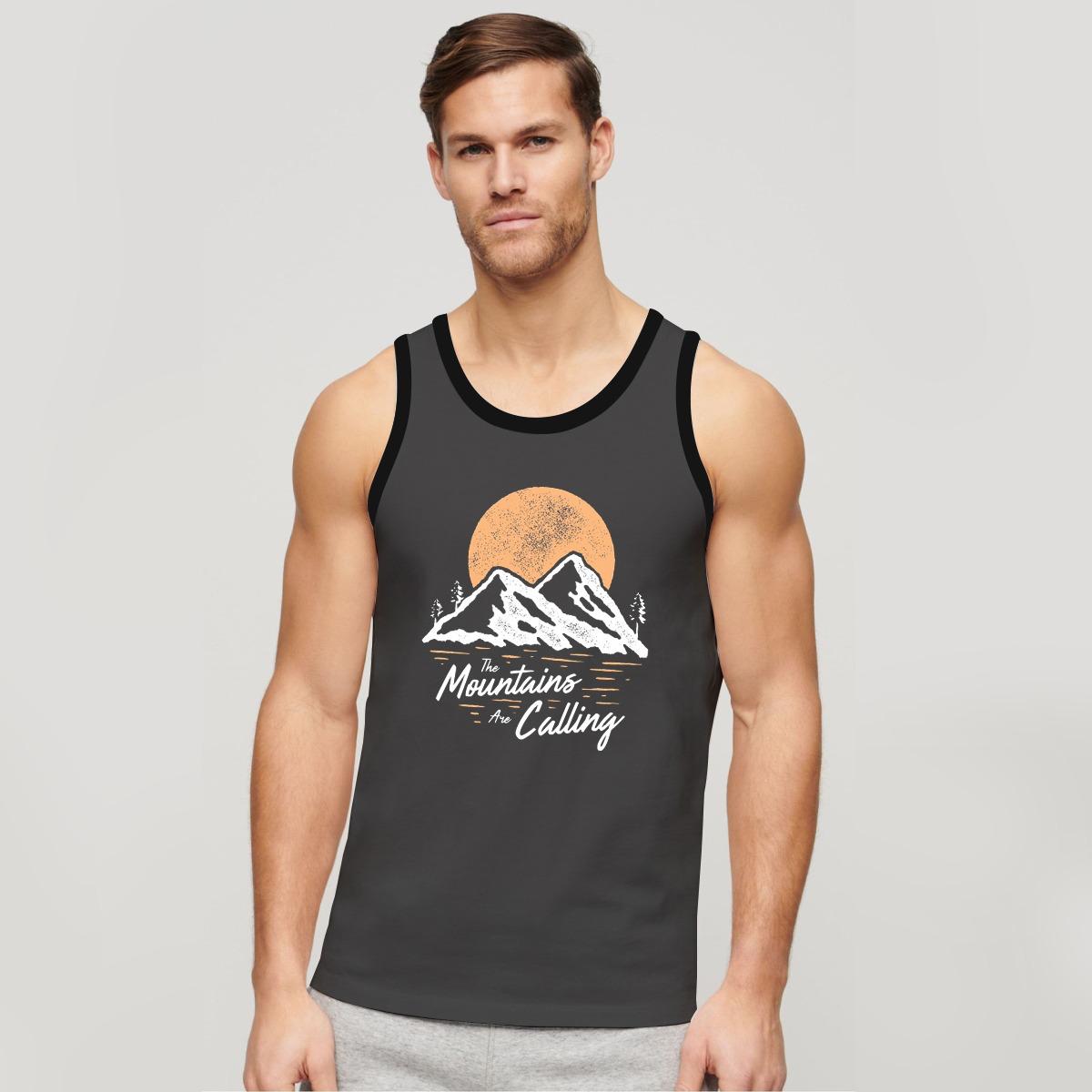 HG "Mountains" Printed ActiveFit Sleeveless Vest - Gray