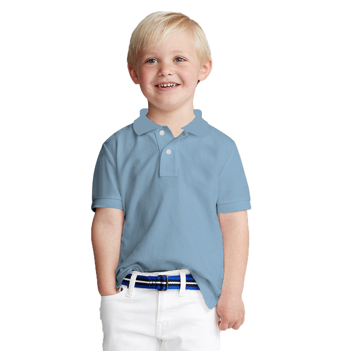 HG Boy's Metallic Blue Plain Polo Shirt